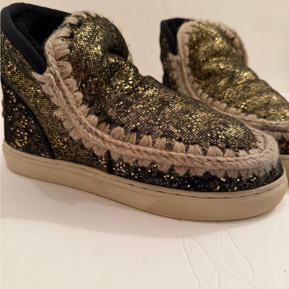Free People MOU Eskimo sneaker boots limited edition black with gold sparkles - Picture 3 of 13